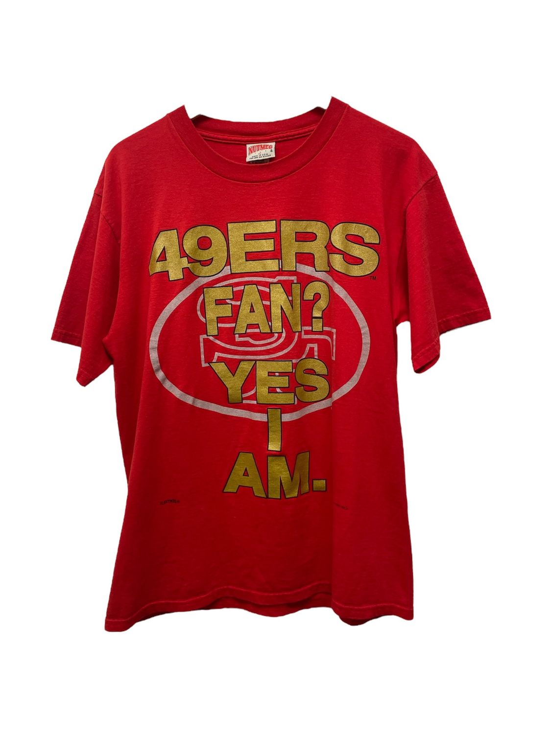 Vtg Nutmeg 49ners Tee Size L 22x29