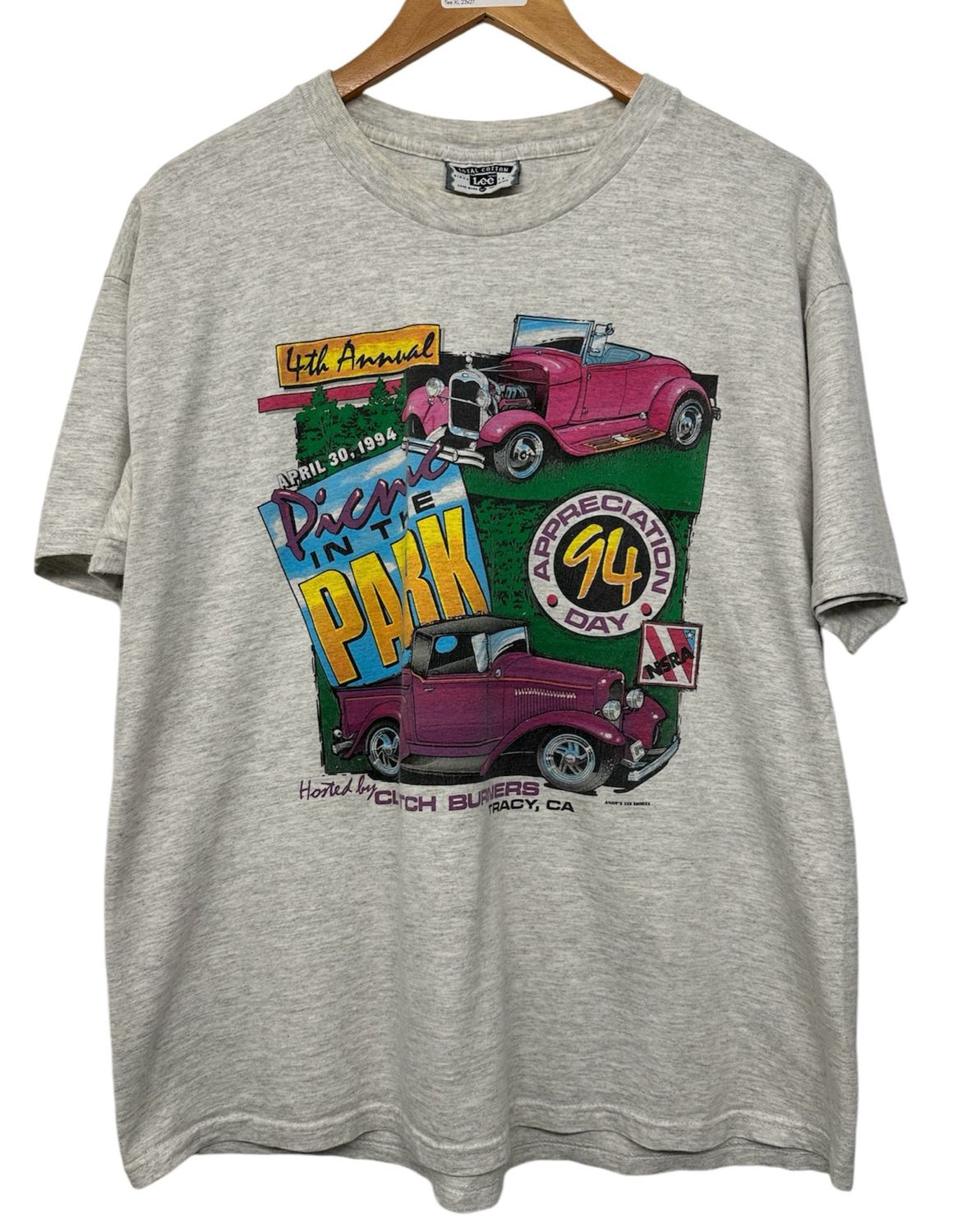 Vtg 1994 4th Annual Picnic In The Park Car Tee XL 23x27
