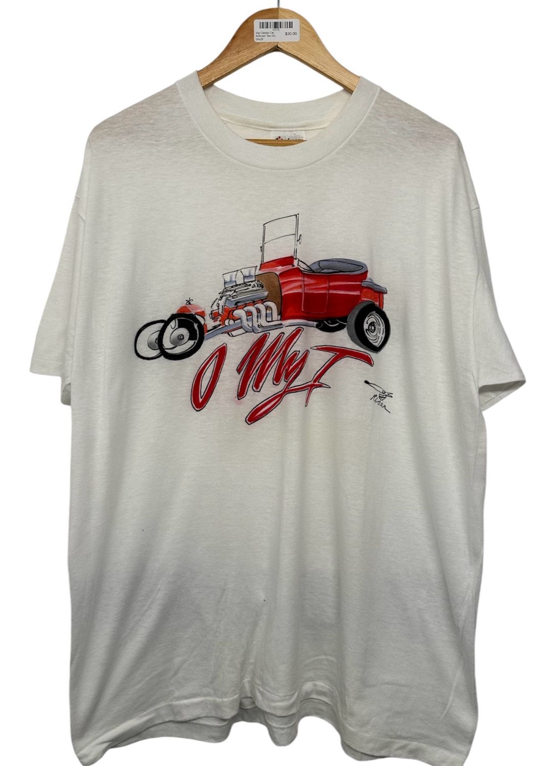Vtg Classic Car Airbrush Tee 2XL 24x29