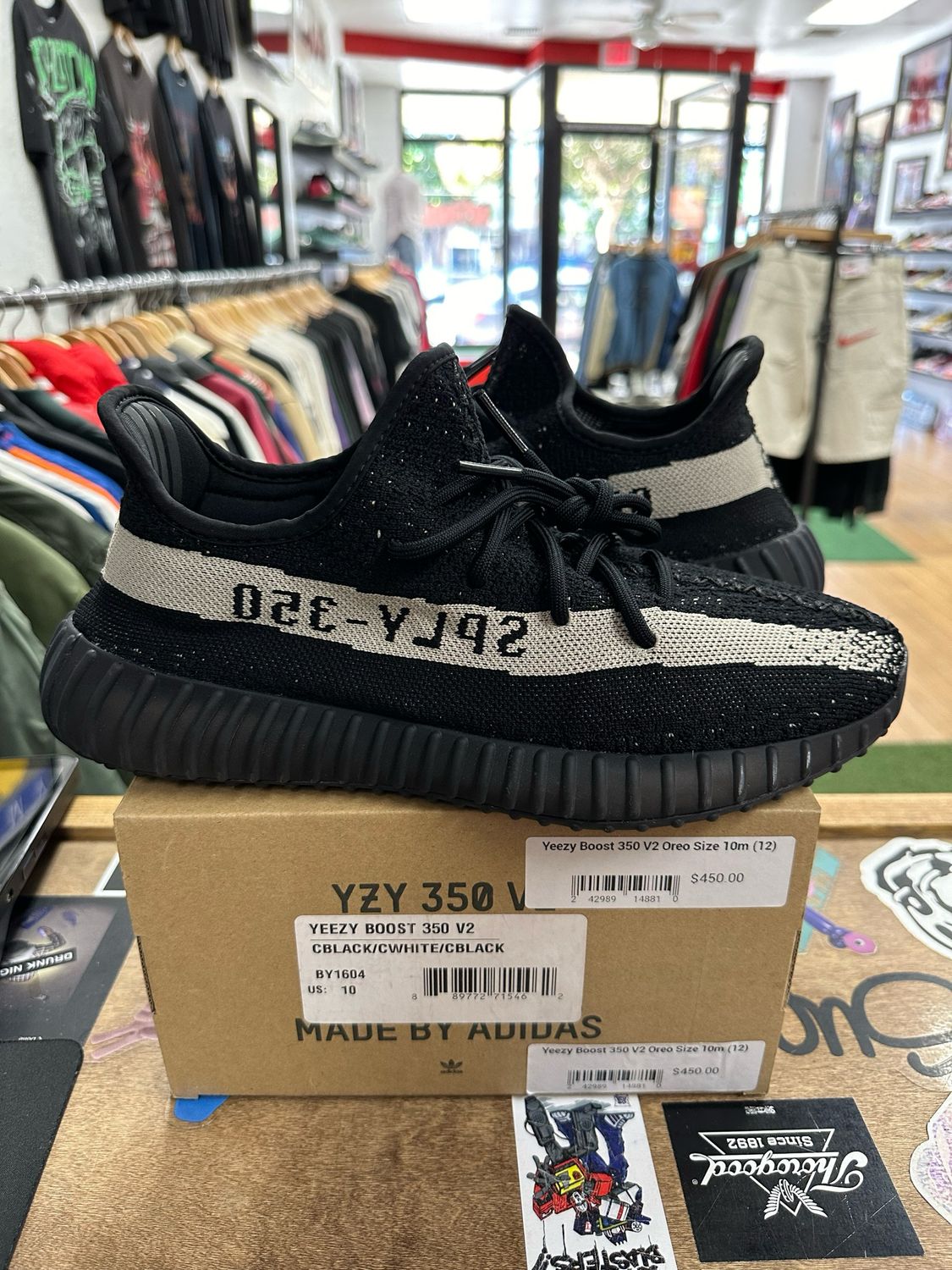 Pre-Owned Adidas Yeezy Boost 350 V2 Core Black White Size 10