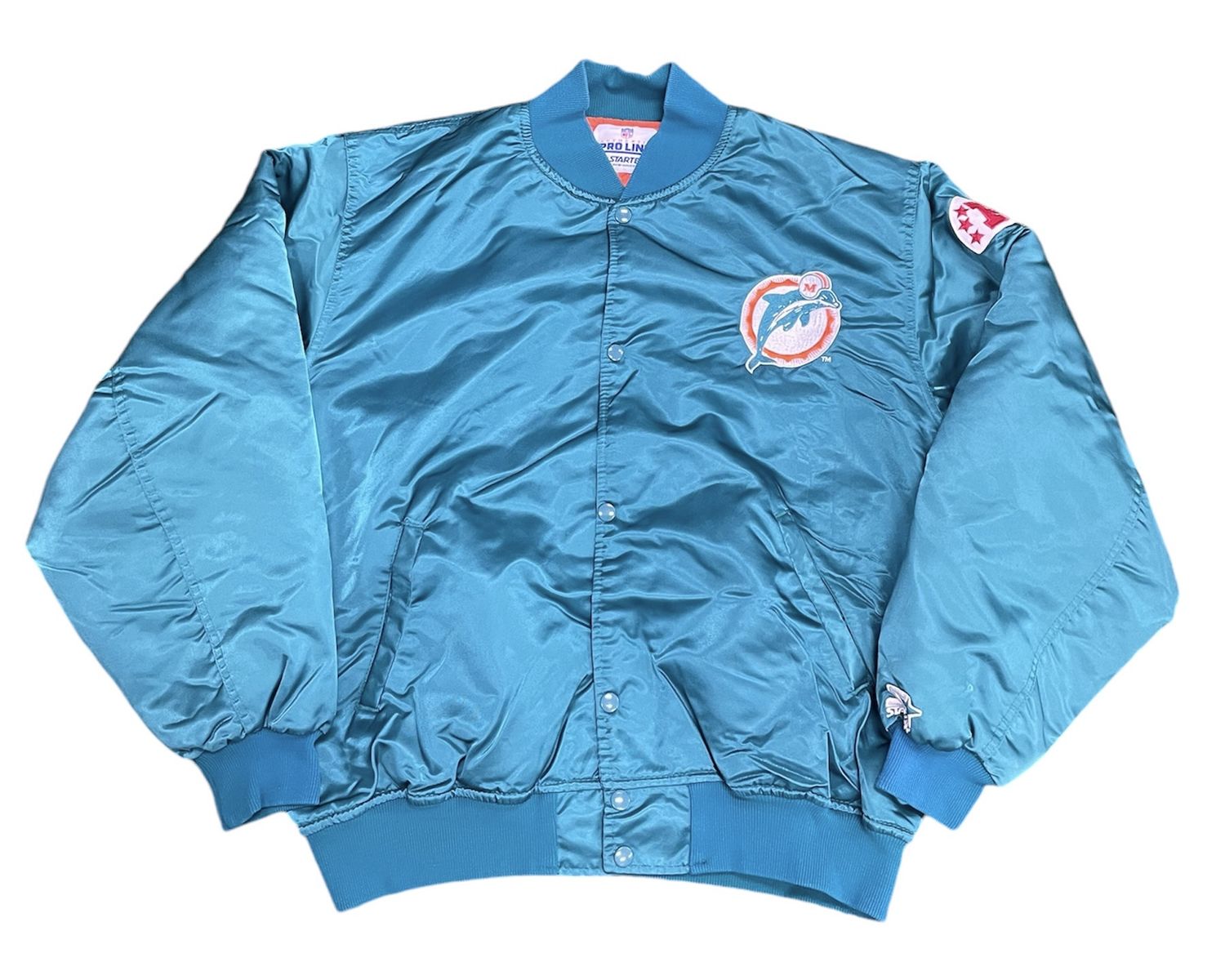 Vtg Starter Pro Line Miami Dolphins Satin Jacket Size XL