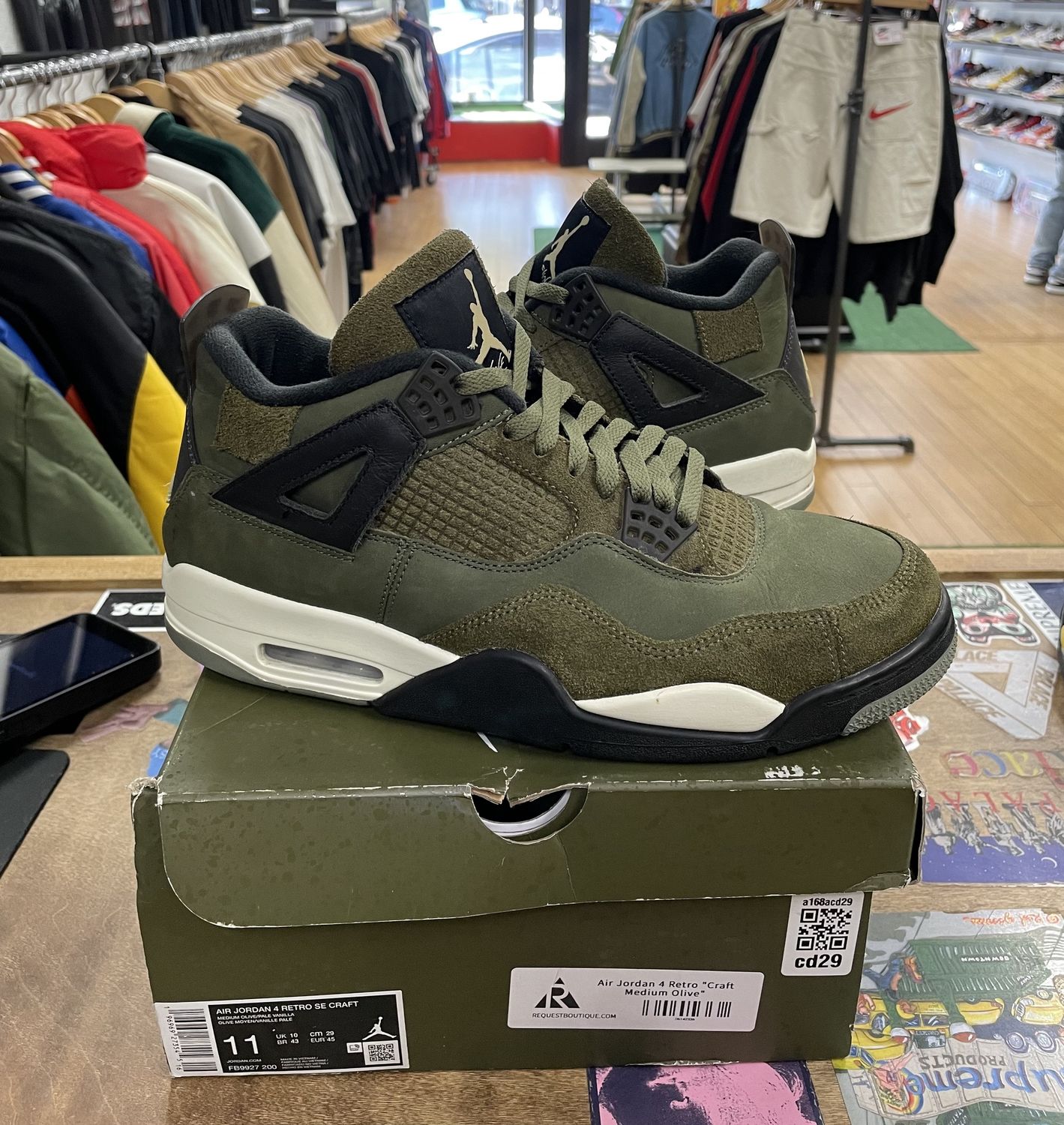 Pre Owned Jordan 4 Retro SE Craft Medium Olive Size 11