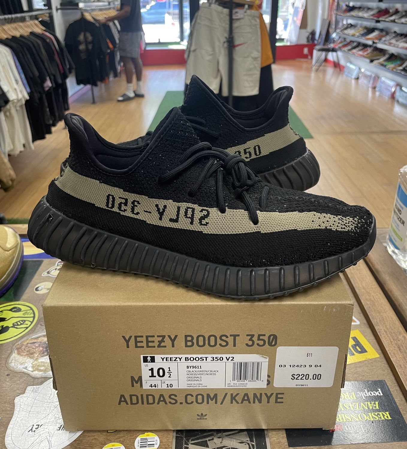 Pre Owned Adidas Yeezy Boost 350 V2 Core Green Black Size 10.5
