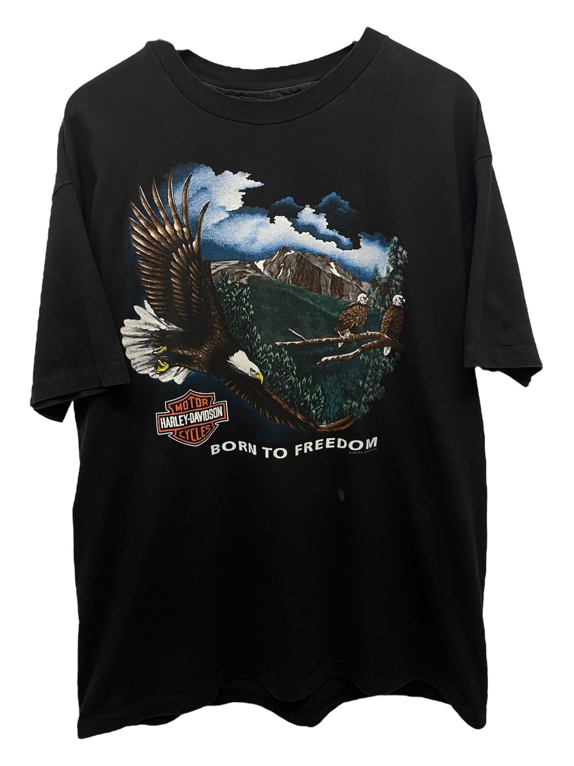 Vtg 1992 Harley Davidson Born To Freedom Tee Size XL 24x30