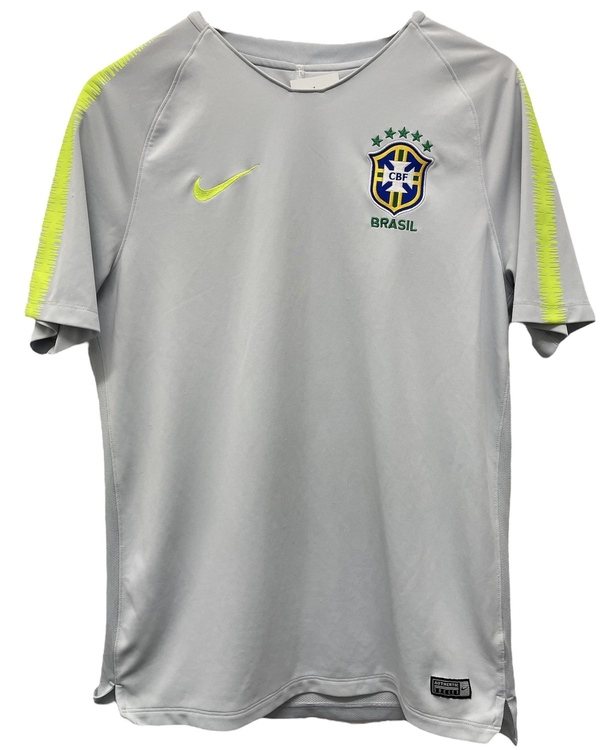 Nike 2018 Brasil Breathe Squad Jersey Gray Volt Size L Used