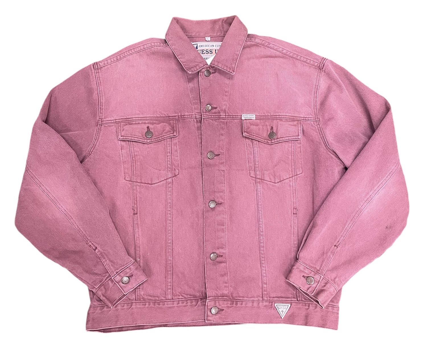 Vtg Guess Light Maroon Jean Jacket Size XL