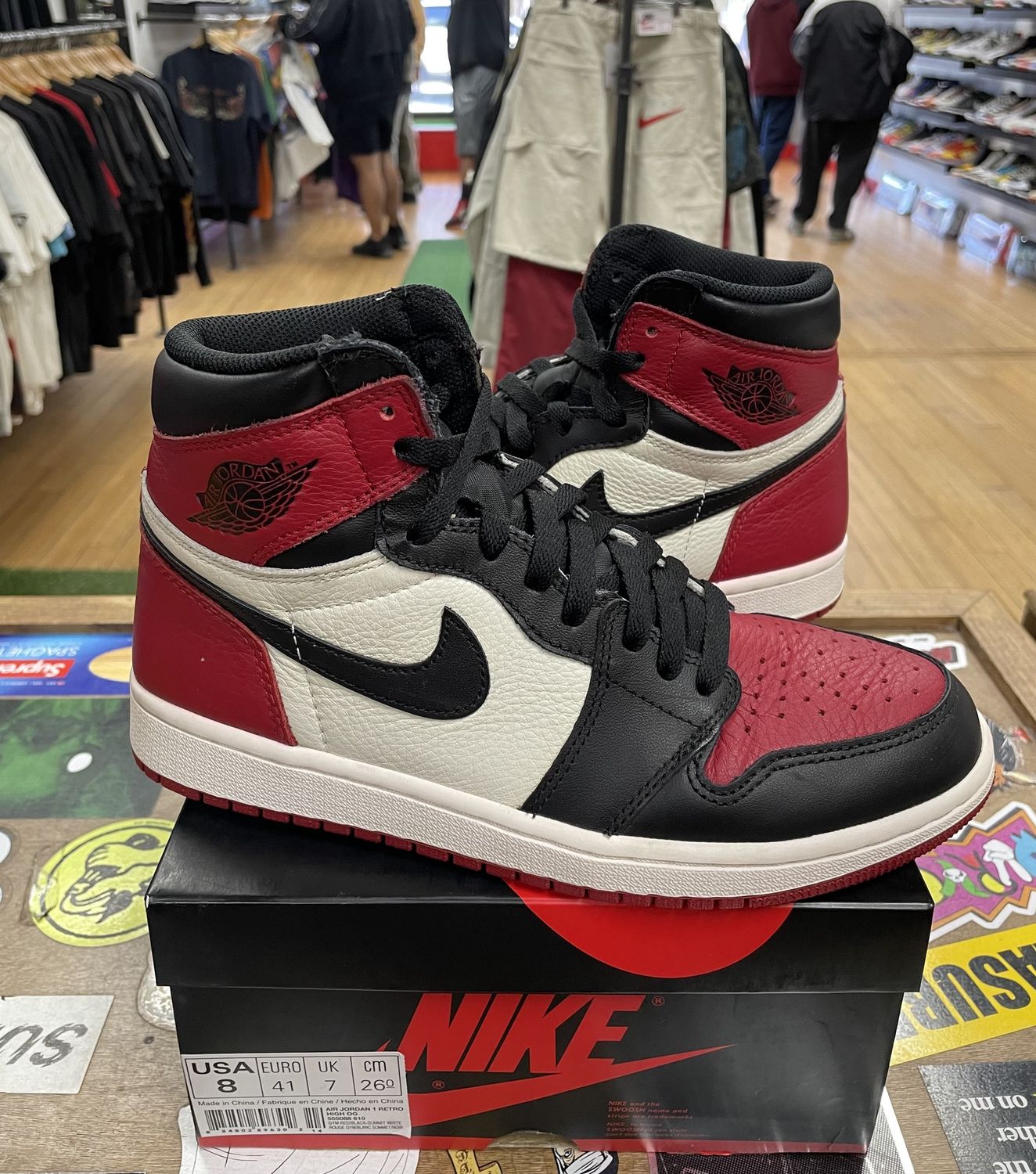 Jordan 1 Retro High Bred Toe Size 8 Pre-Owned