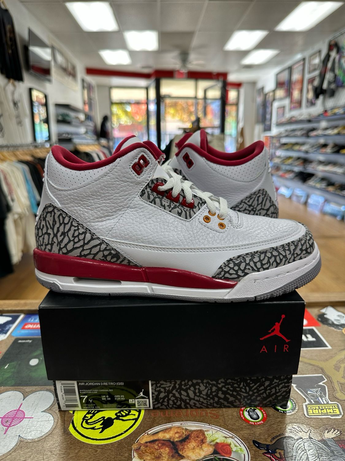 Jordan 3 Retro Cardinal Red Size 7y Brand New