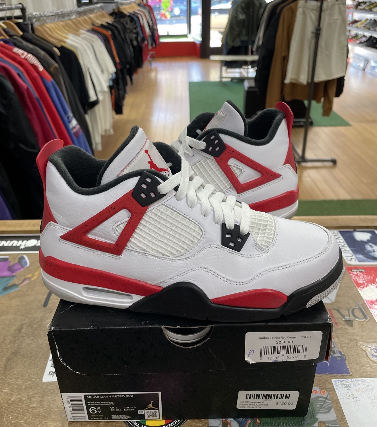 USED Jordan 4 Retro Red Cement (GS) Size 6.5y