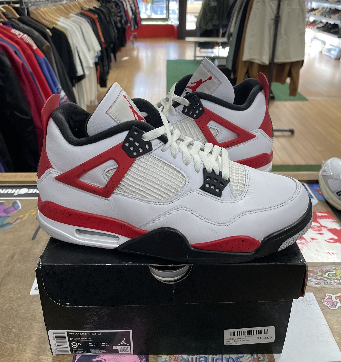 USED Jordan 4 Retro Red Cement Size 9.5