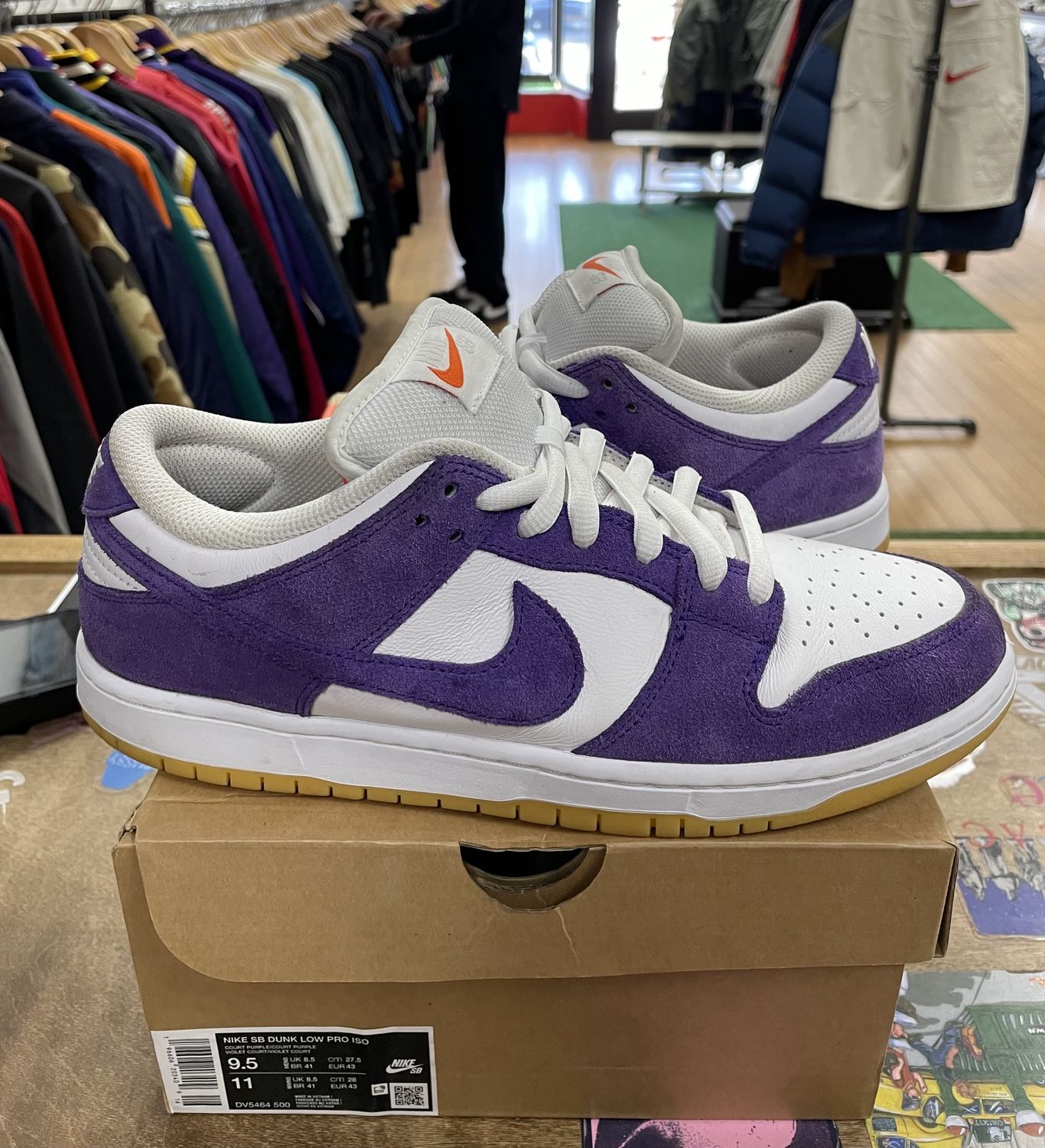 Nike SB Dunk Low Pro ISO Orange Label Court Purple Size 9.5 Pre Owned