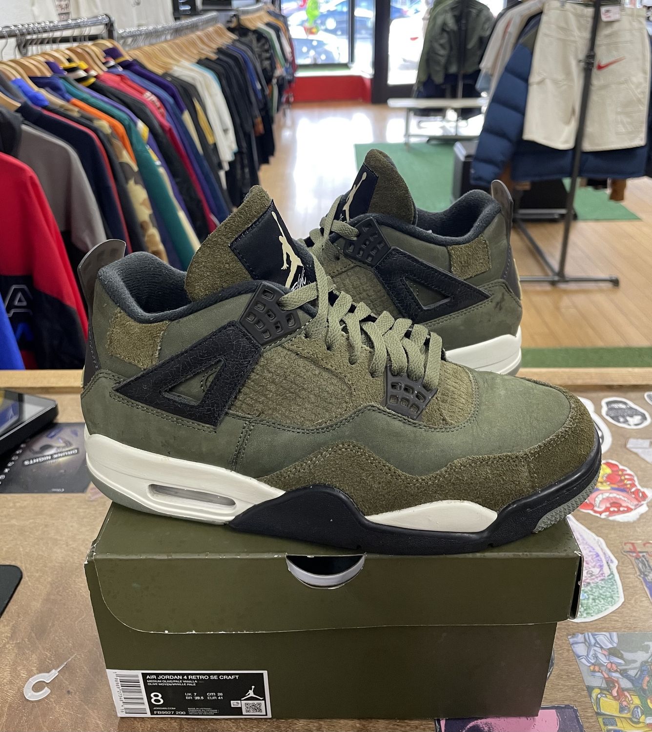 Pre Owned Jordan 4 Retro SE Craft Medium Olive Size 8
