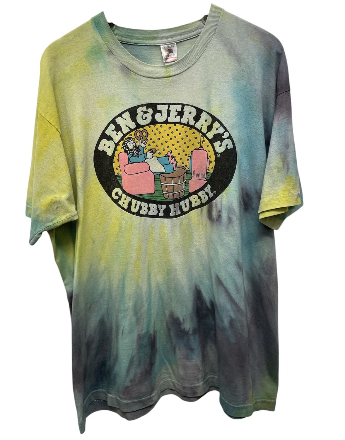 Vtg Ben &amp; Jerrys Chubby Hubby Tye Dye Tee Size 2XL