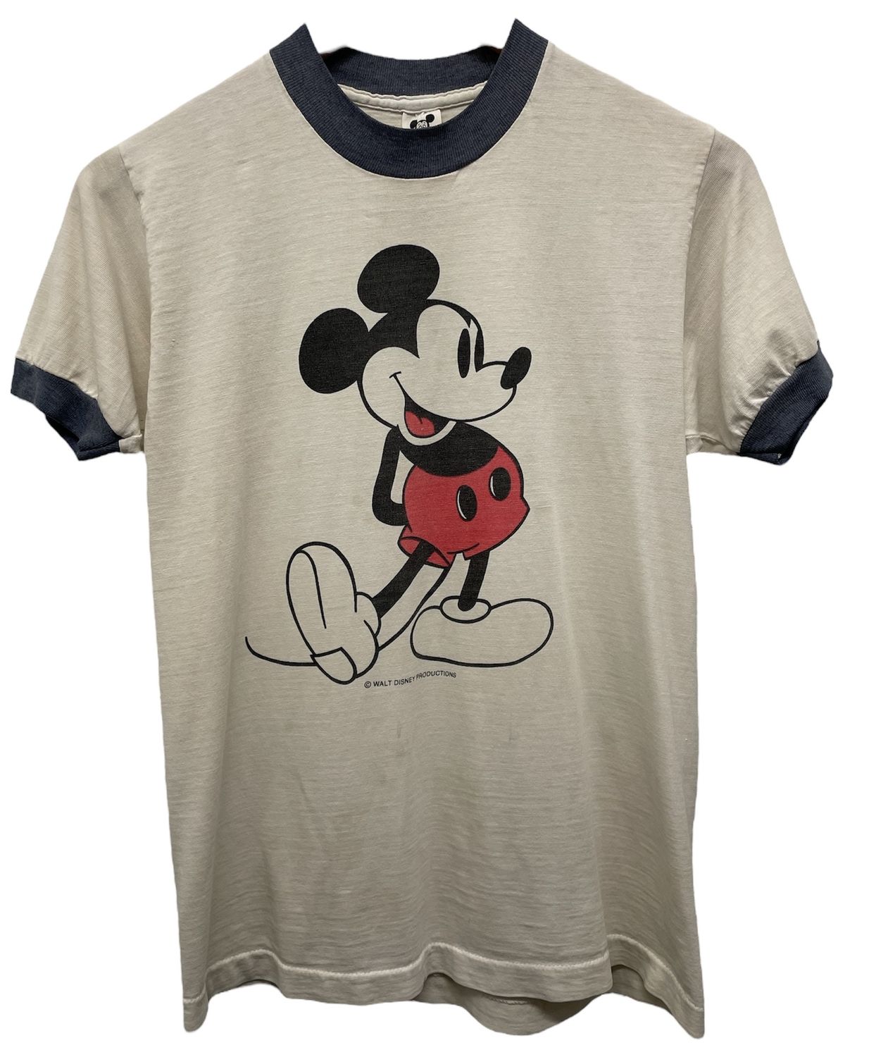 Vtg Disney Mickey Mouse Ringer Tee Size S