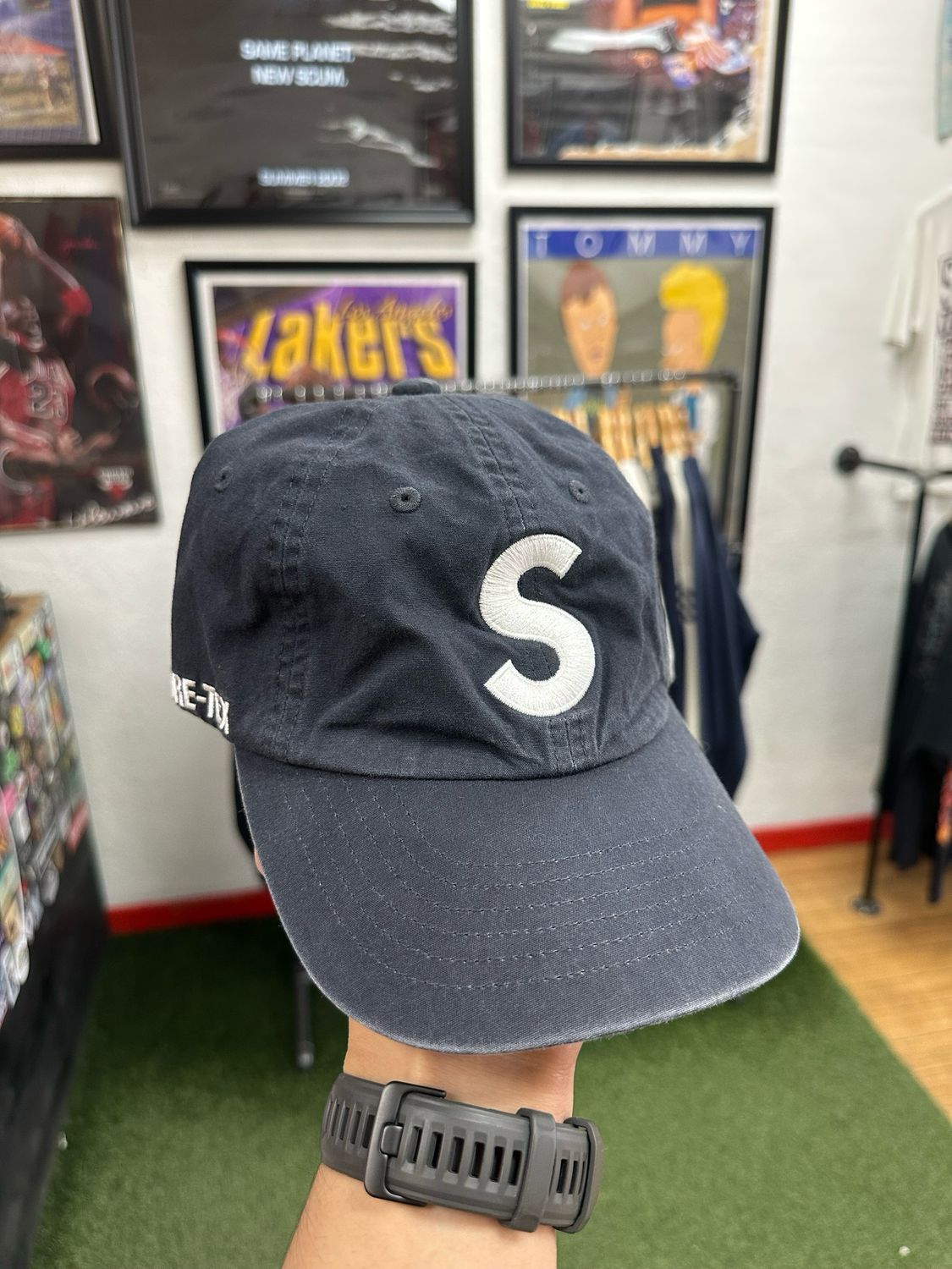 Supreme GORE-Tex S Logo 6 Panel Hat Black (Faded)(Worn)