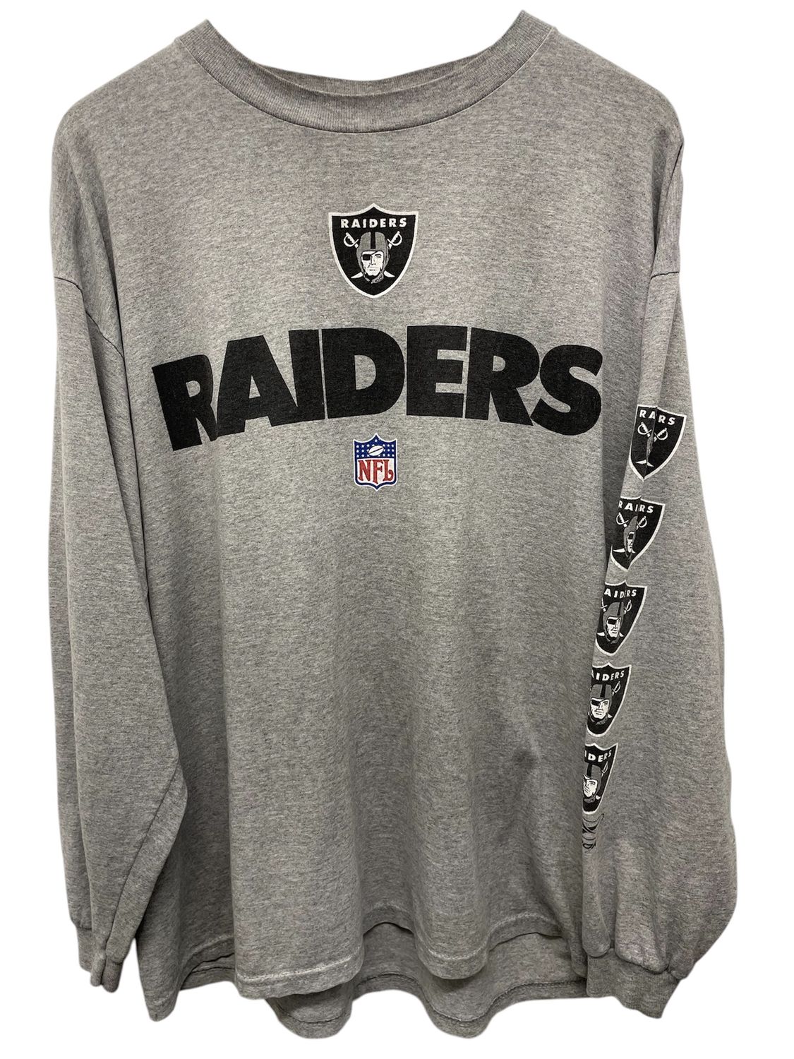 Early Y2K Raiders Grey L/S Shirt Sz Large