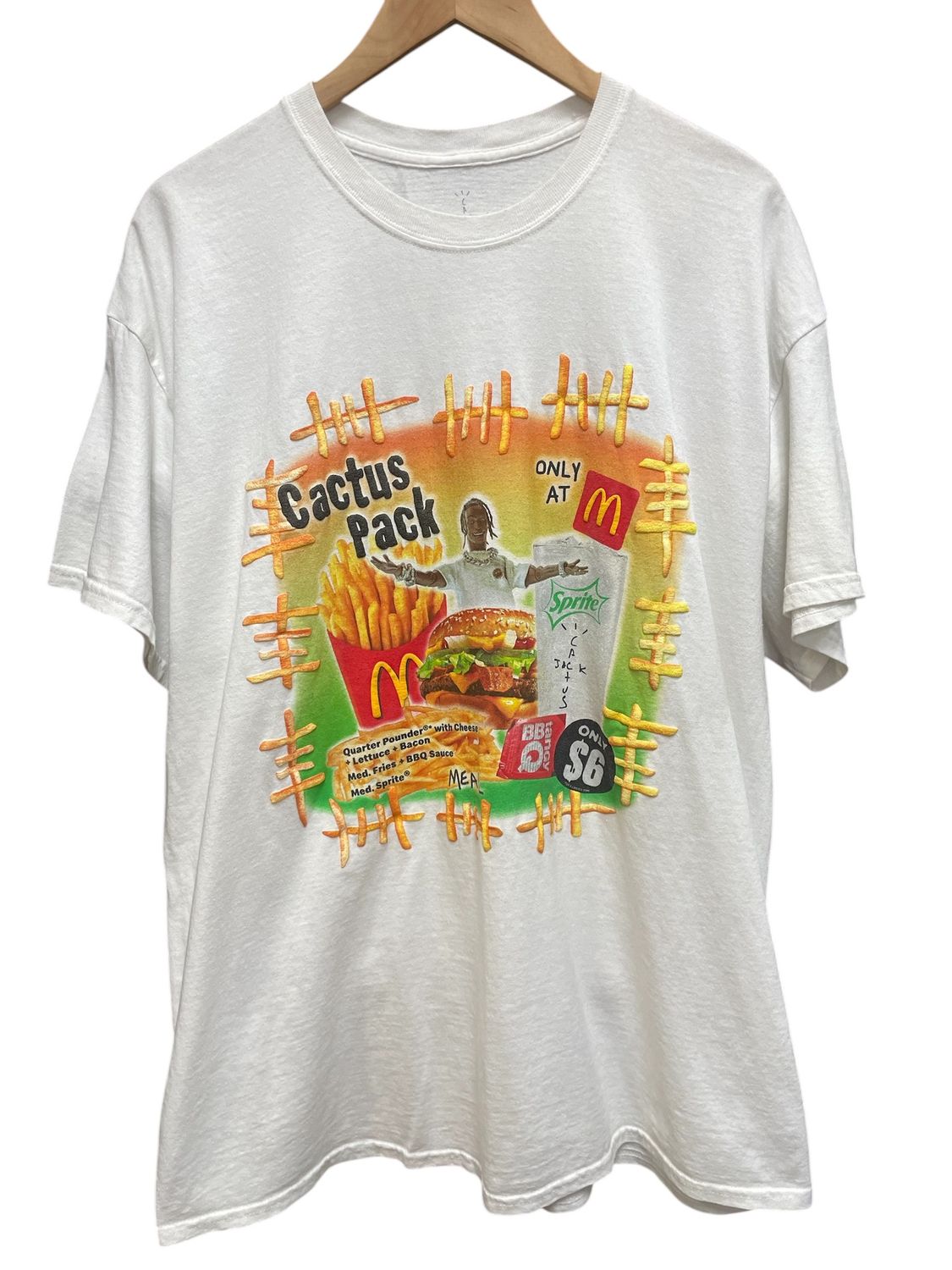 Travis Scott x McDonald&#39;s Cactus Pack Vintage Bootleg II T-shirt White Sz Large (USED)