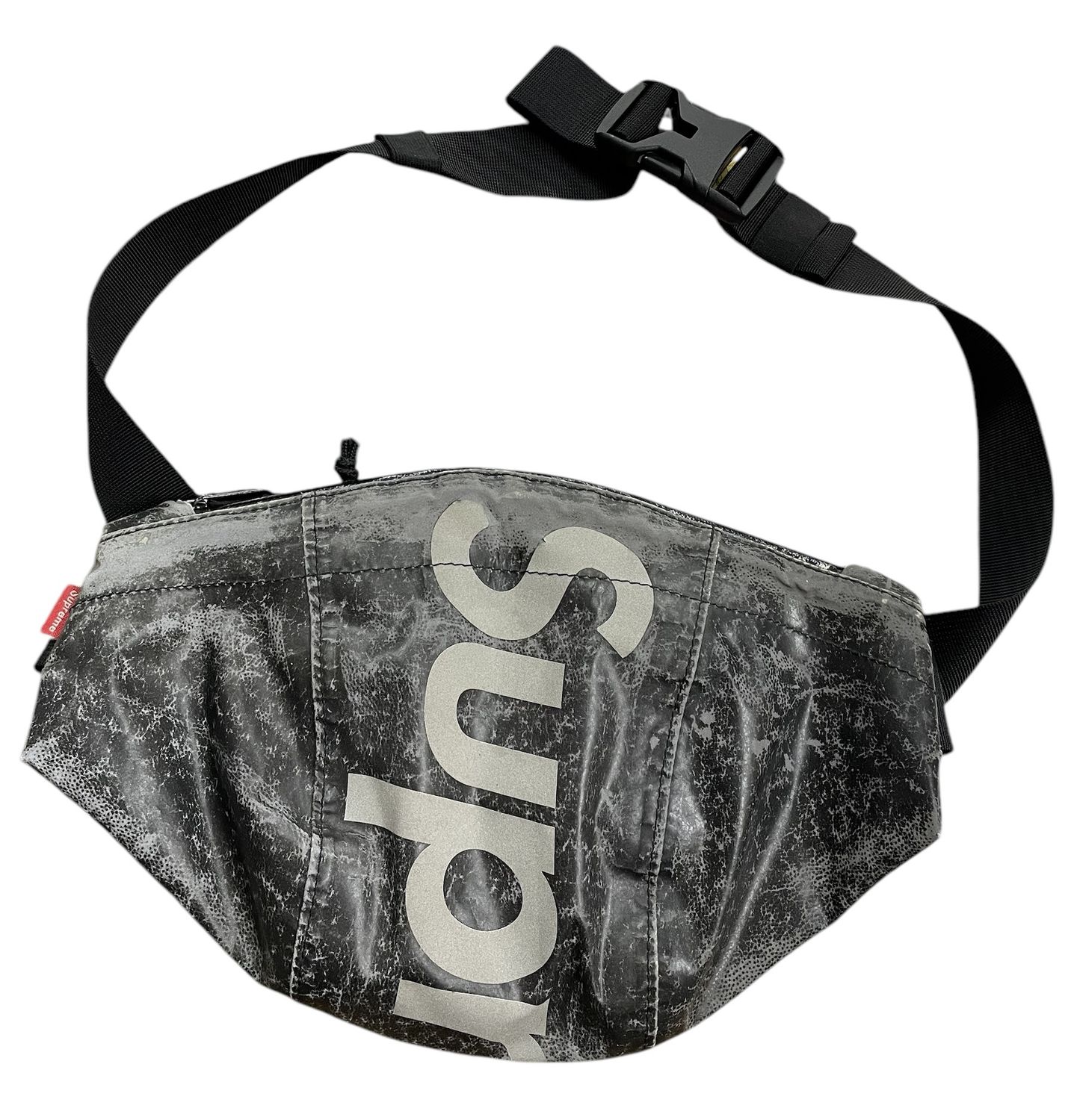 Pre Owned Supreme Waterproof Reflective Speckled Waist Bag Black FW20
