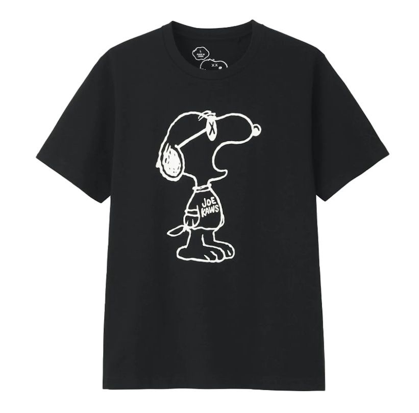 Brand New KAWS x Uniqlo x Peanuts Joe Kaws Yawn Outline Tee Black FW17 Size L