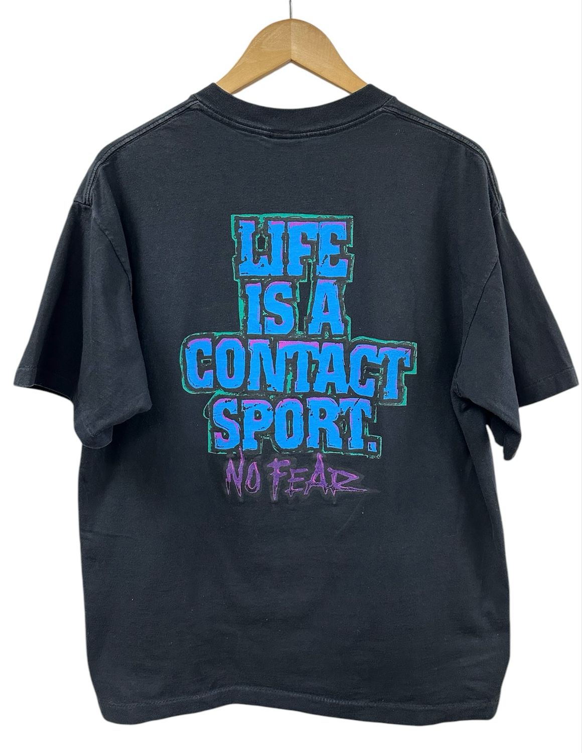 Vintage 90&#39;s No Fear Life Is A Contact Sport Tee XL