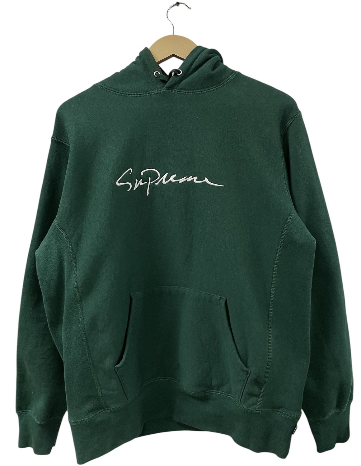 Supreme Classic Script Hooded Sweatshirt Dark Green Size Medium