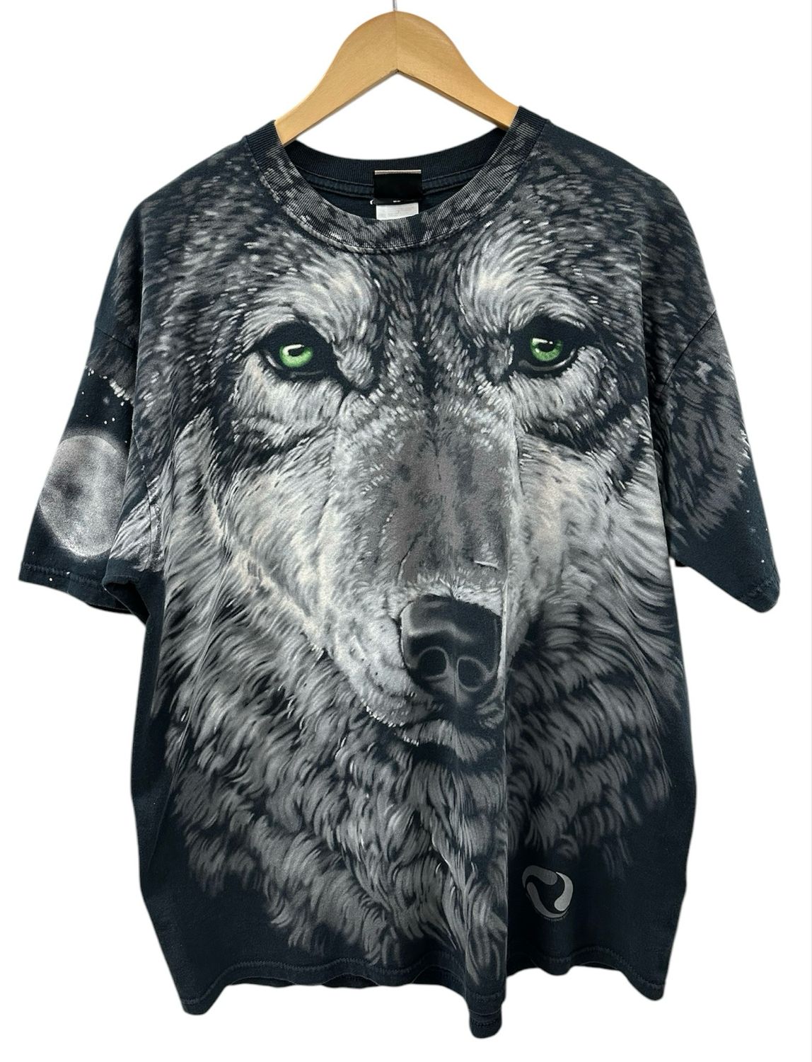 Vintage 1995 Liquid Blue Wolf AOP Shirt Size XL