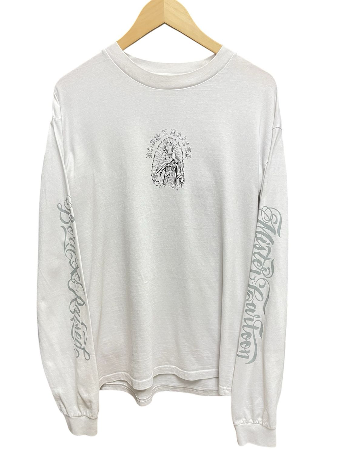 Born x Raised Mister Cartoon Virgin Mary Long Sleeve Shirt Size Large