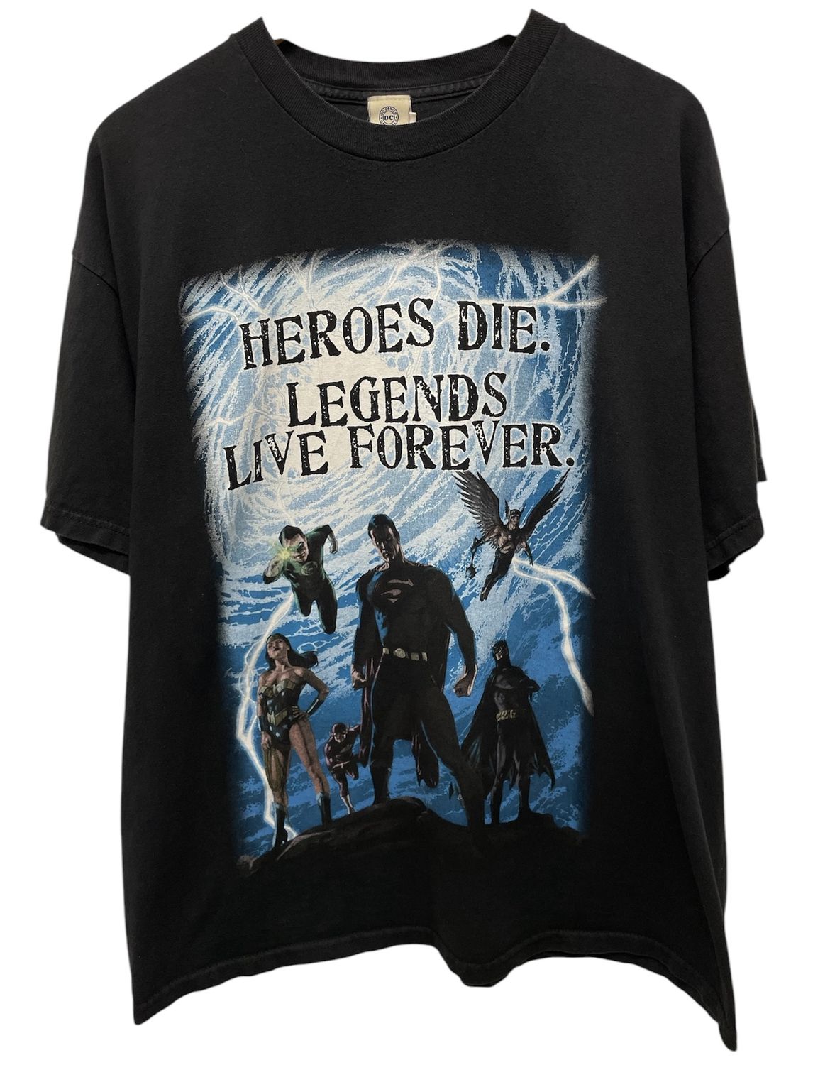 Early 00s Heroes Die Legends Live Forever DC Tee Size XL