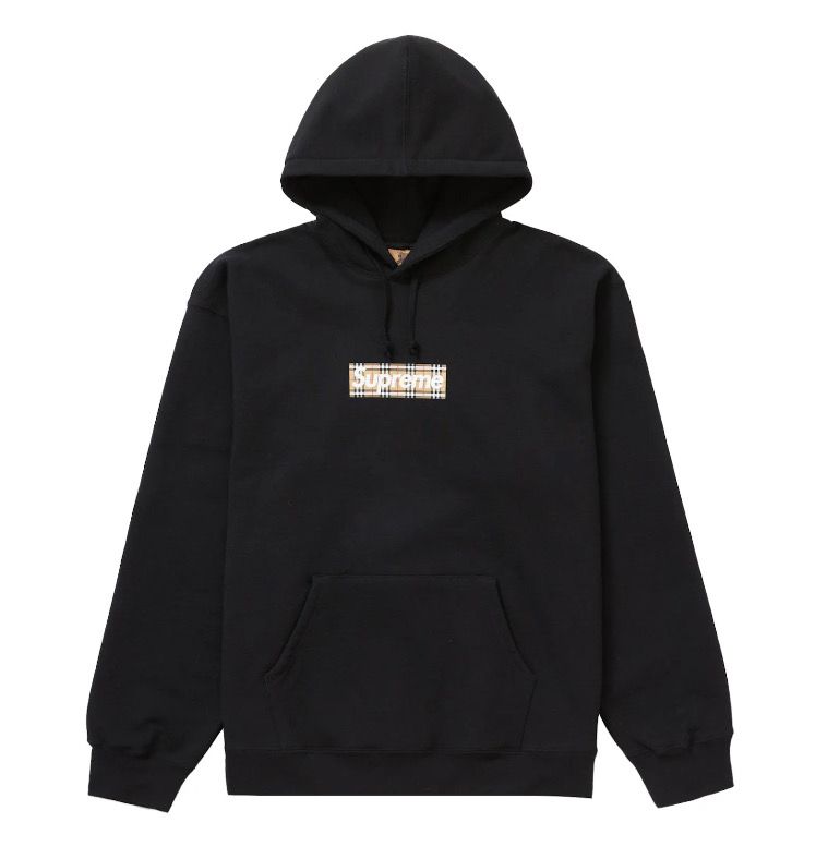 New Supreme Burberry Box Logo Hooded Sweatshirt SS22 Size L