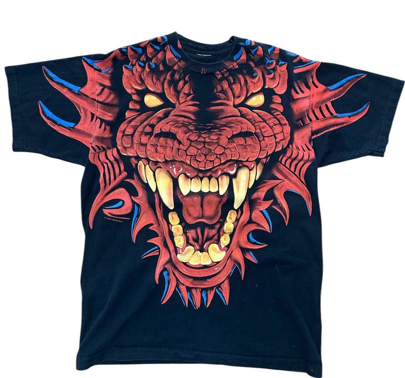 1996 Liquid Blue Red/Green Dragon Tee Size XL