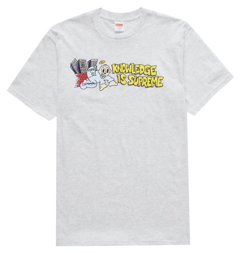 Supreme Knowledge Tee Ash Grey Size XL (NEW)