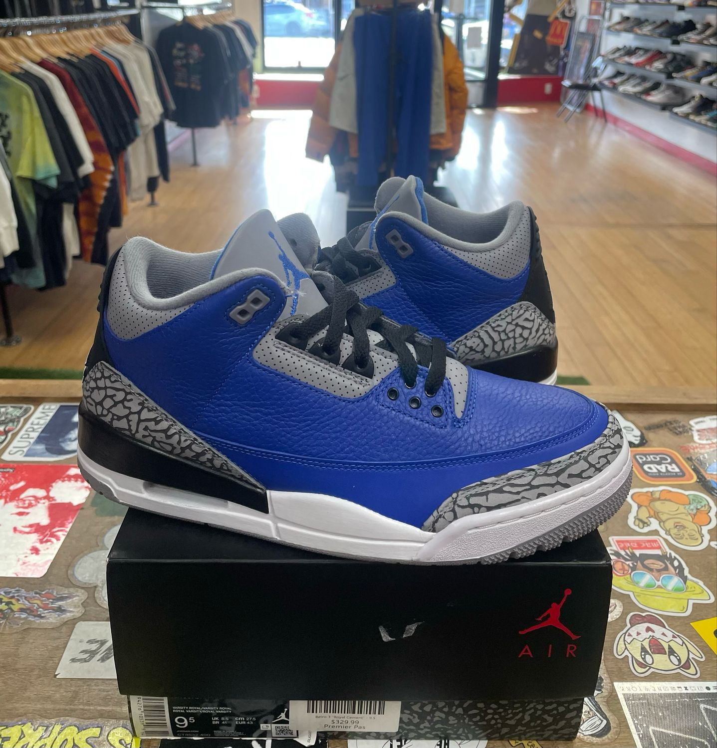 Pre Owned Jordan 3 Retro Varsity Royal Cement Size 9.5
