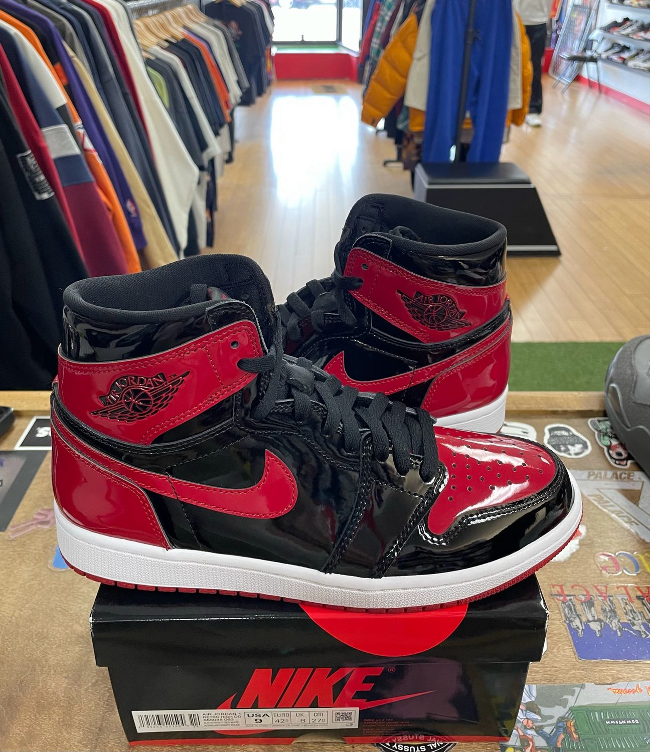 Pre Owned Jordan 1 Retro High OG Patent Bred Size 9