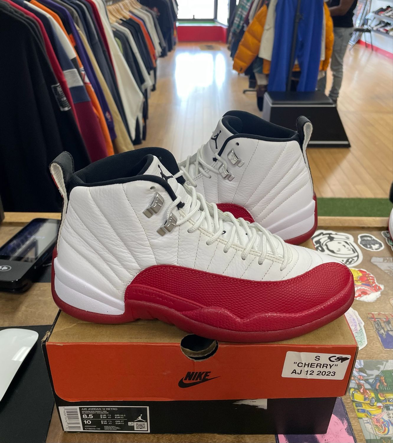 Pre Owned Jordan 12 Retro Cherry (2023) Size 8.5