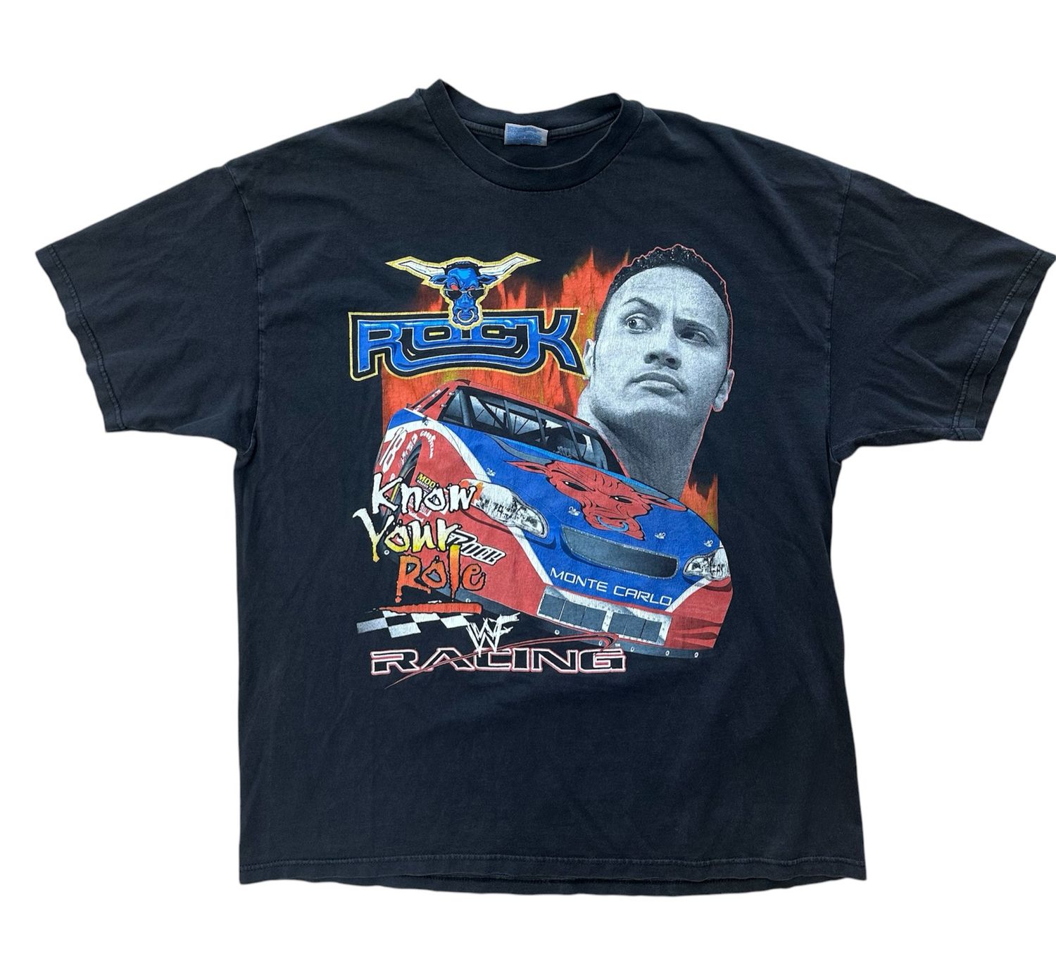 90&#39;s WWF The Rock Racing Tee Size XL