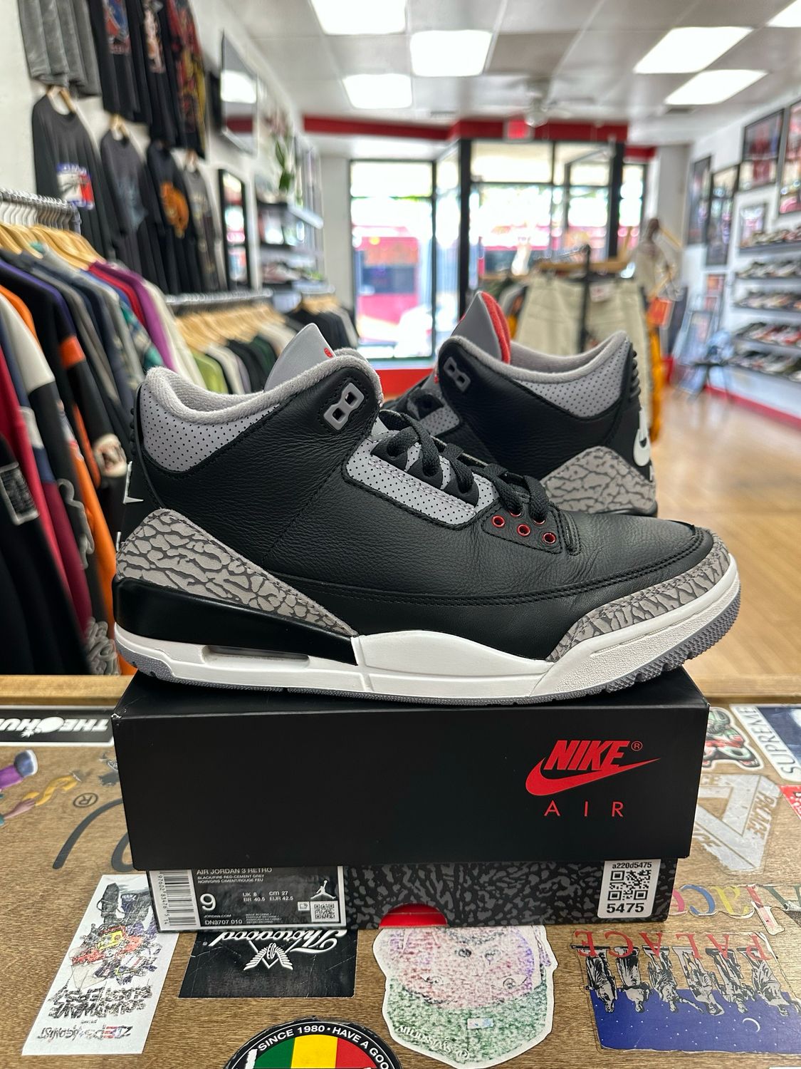 Pre Owned Jordan 3 Retro OG Black Cement (2024) Size 9