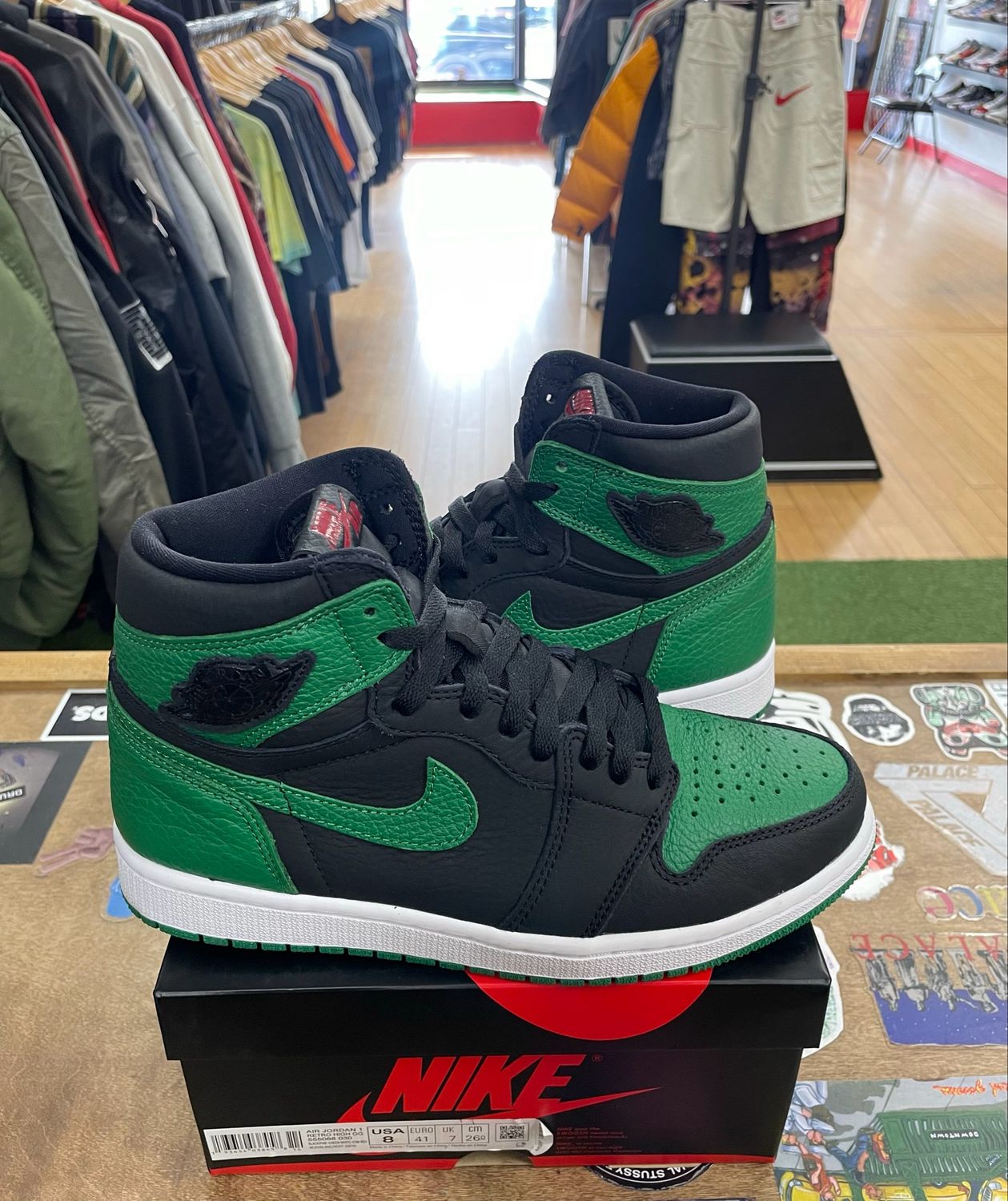 Pre Owned Jordan 1 Retro High Pine Green Black Size 8