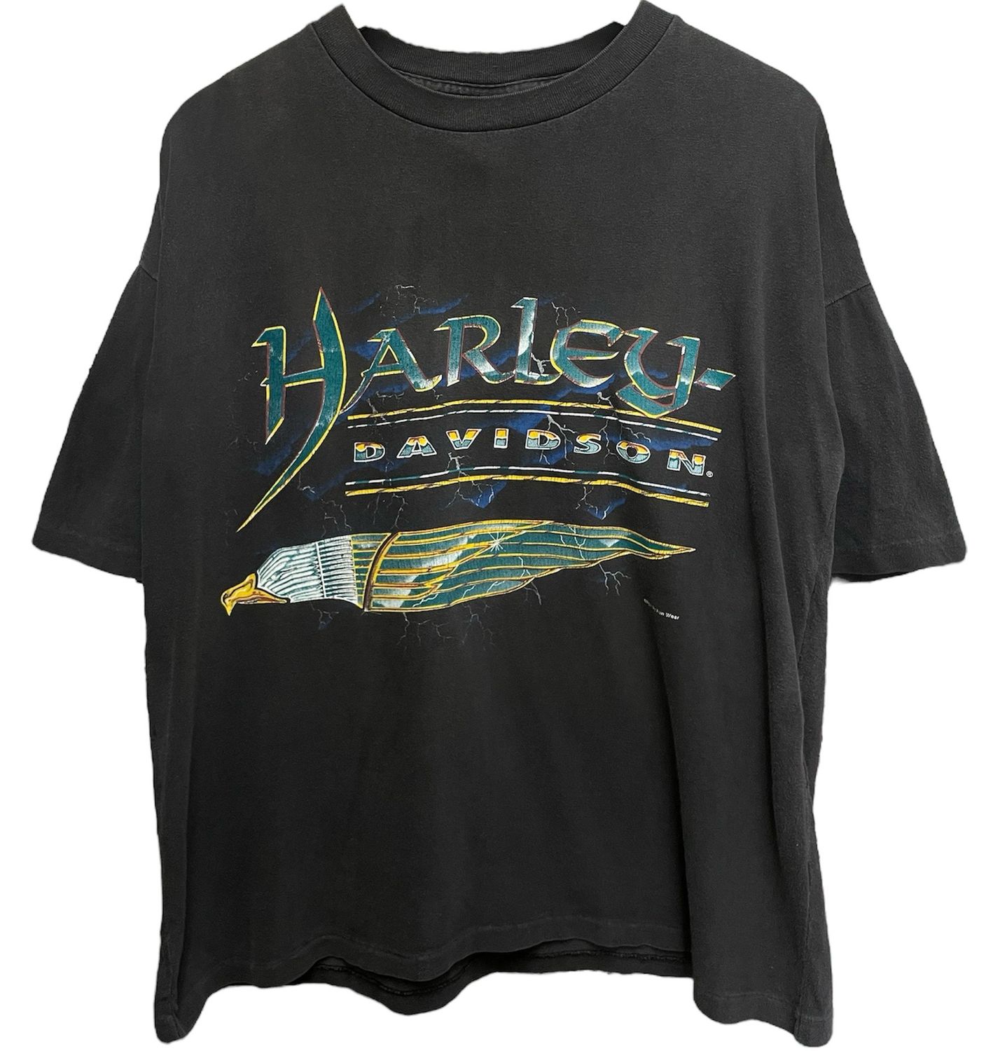 Vtg 90&#39;s Harley Davidson Lightning Tee Size L