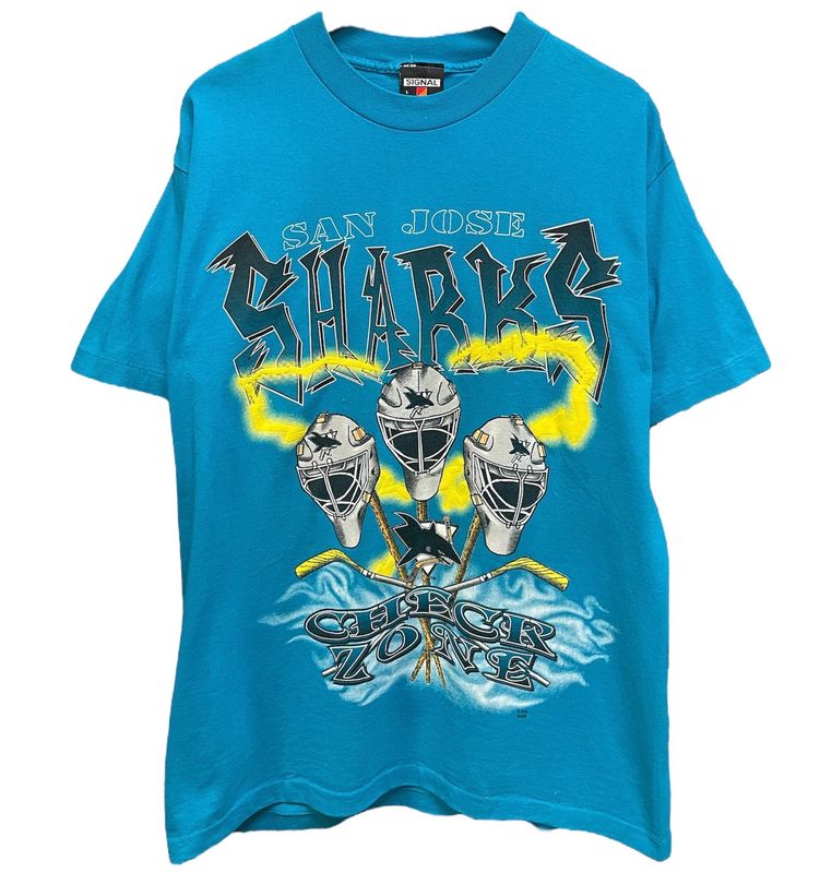 Vintage Sam Jose Sharks Check Zone Tee Size Large