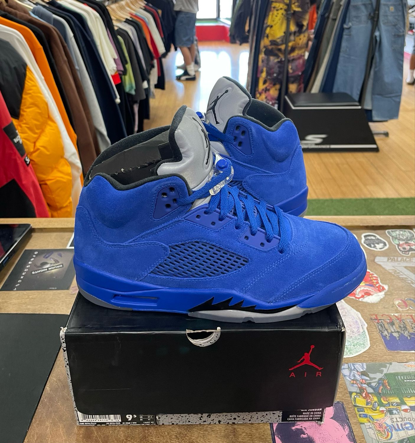 Tried On Jordan 5 Retro Blue Suede Size 9.5