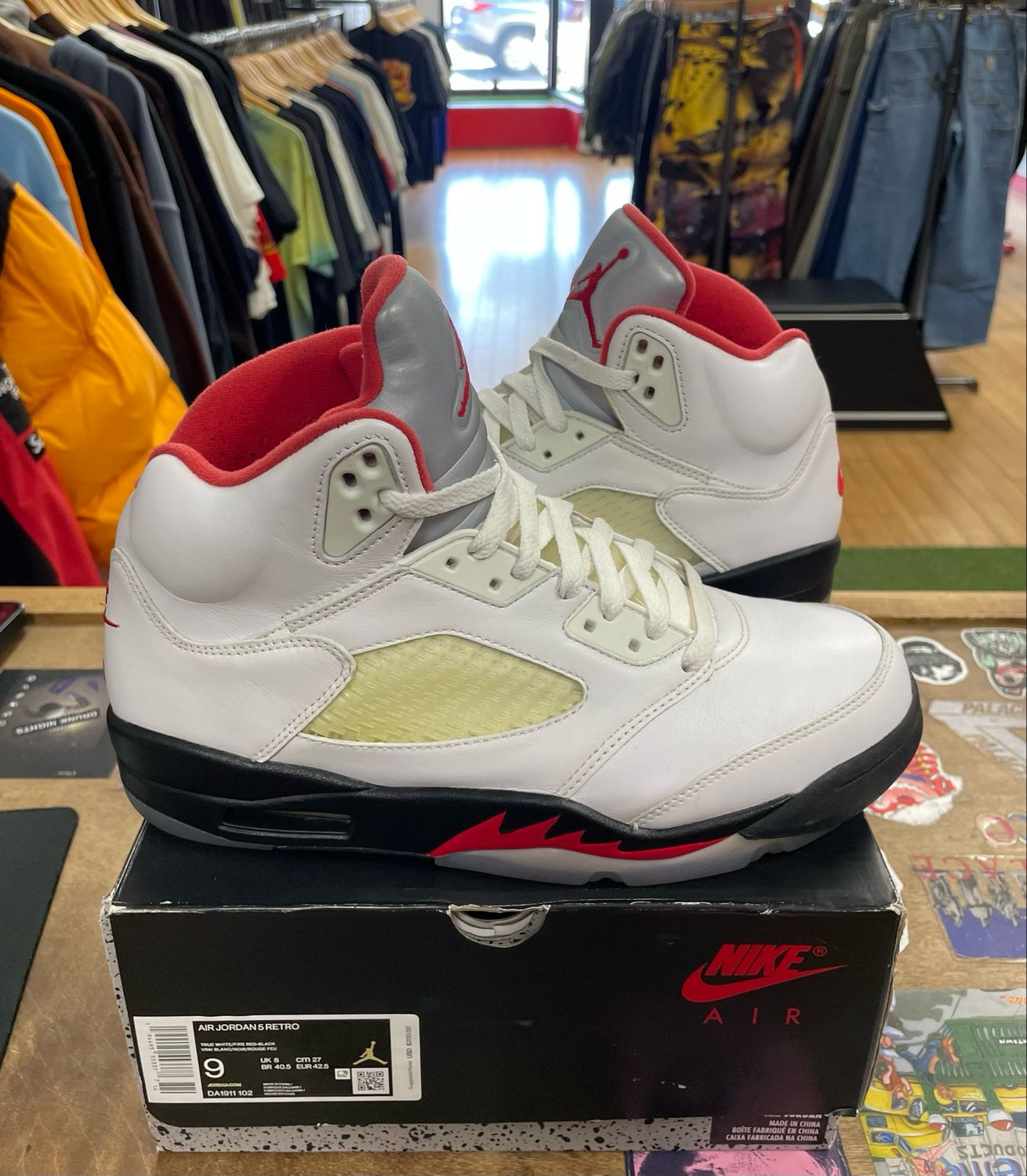 Jordan 5 Retro Fire Red Silver Tongue (2020) Size 9 (WORN)