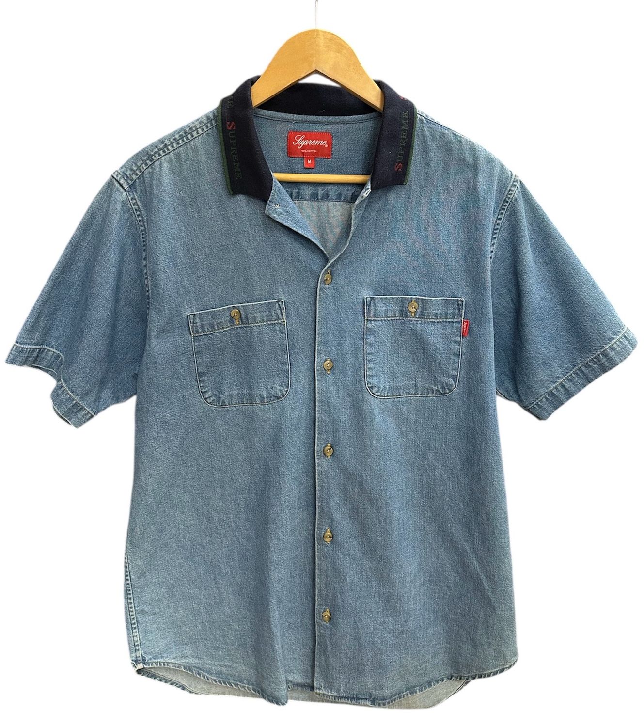 SS17 Supreme Rib Collar SS Denim Shirt Size M (WORN)