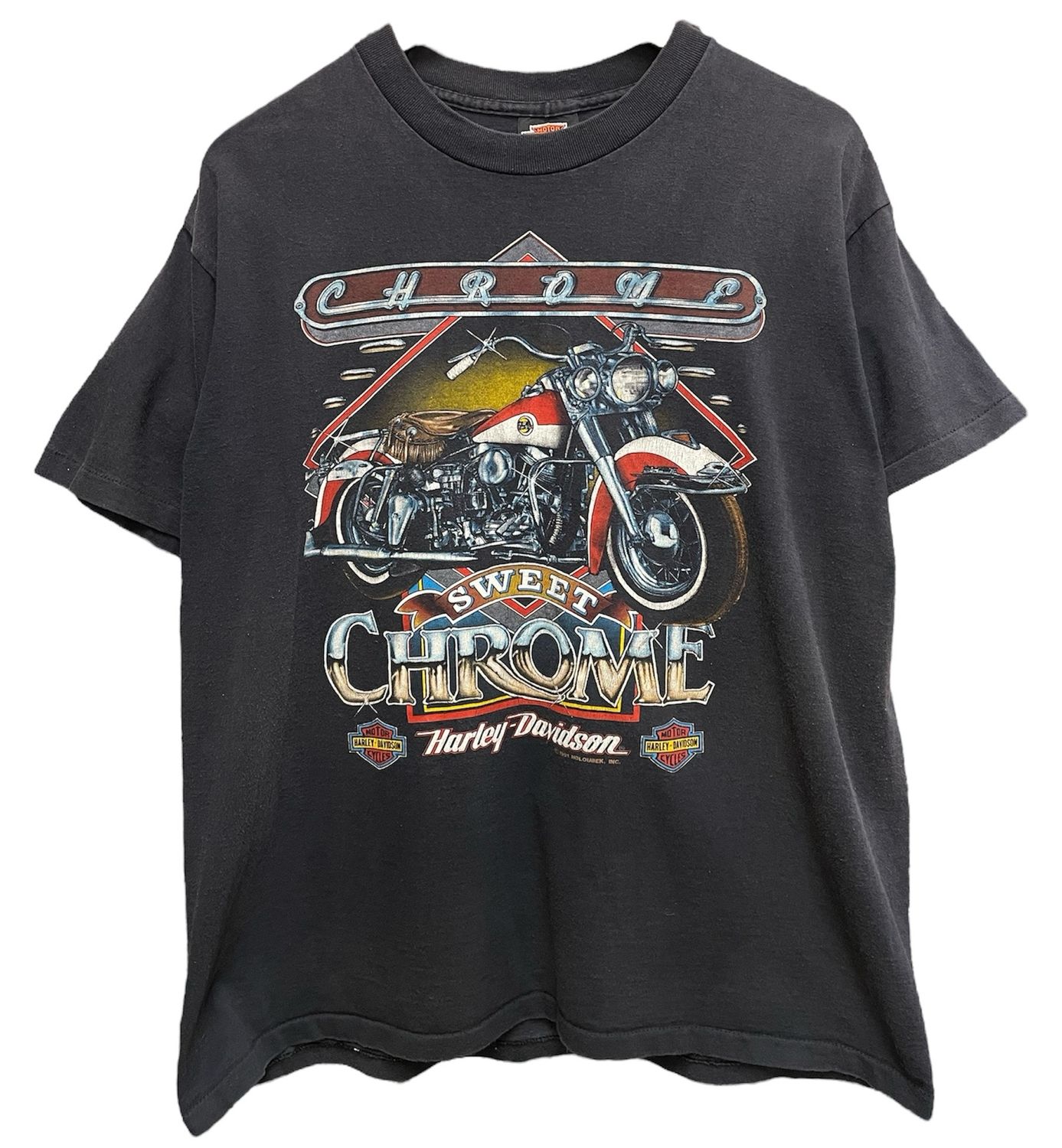 Vtg 1991 Sweet Chrome Harley Davidson Tshirt Size Large