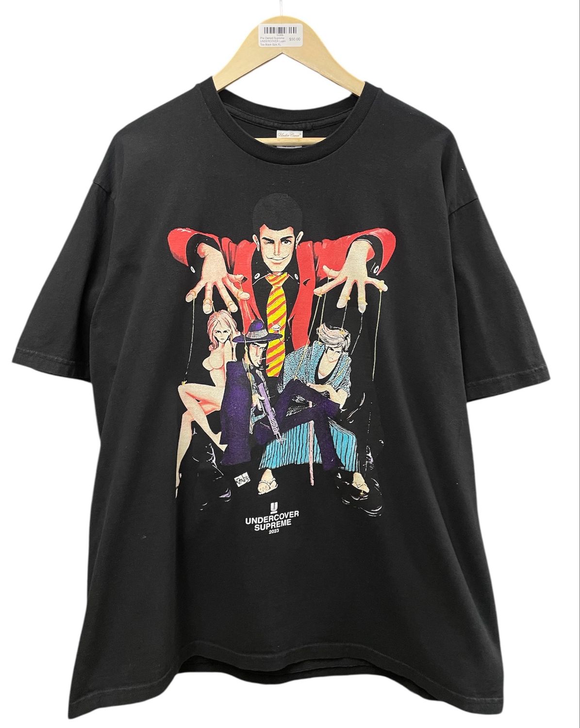 Pre Owned Supreme UNDERCOVER Lupin Tee Black Size XL
