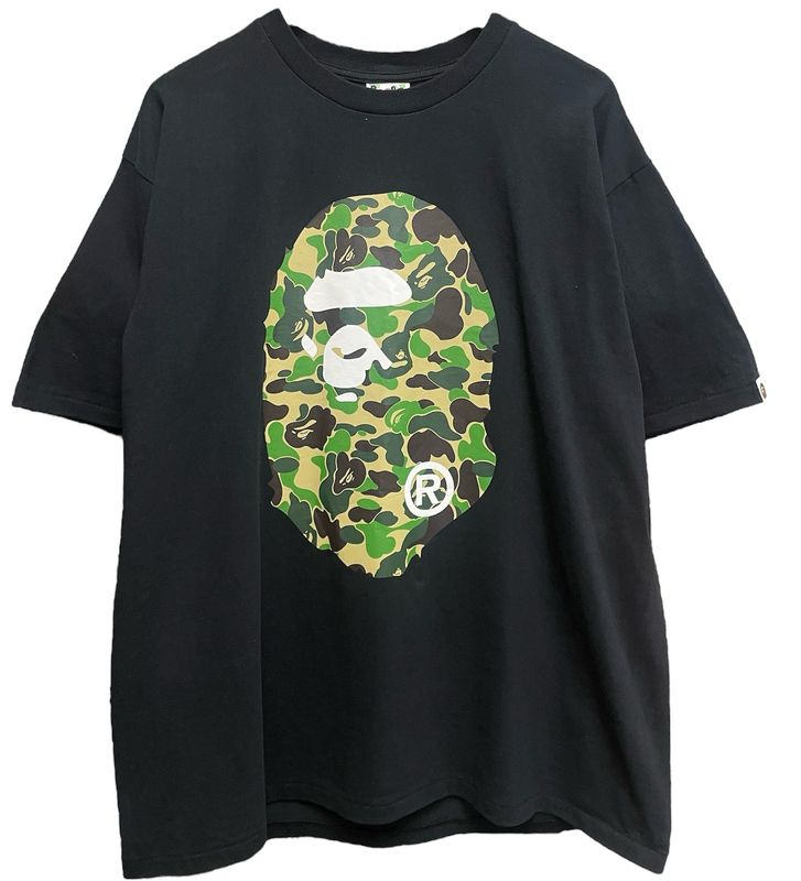 Pre Owned BAPE ABC Camo Big Ape Head Relaxed Tee Black/Green Size 2XL