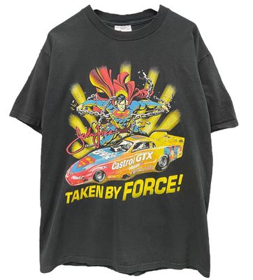 Vtg 1999 John Force Superman Racing tshirt Size Large