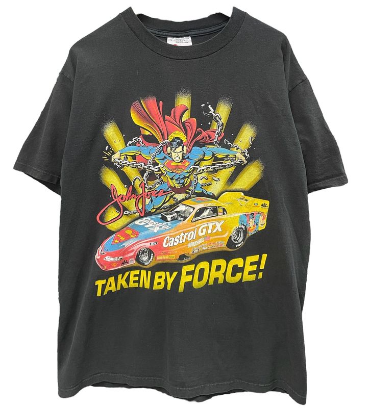 Vtg 1999 John Force Superman Racing tshirt Size Large