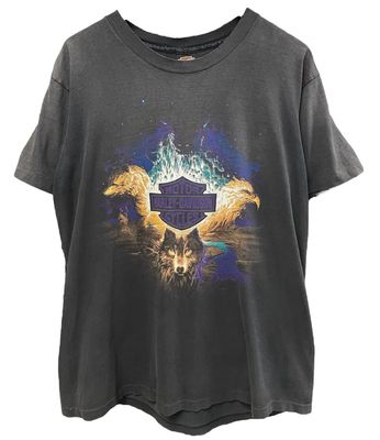 Vtg 1995 Harley Davidson wolf and eagle Tshirt