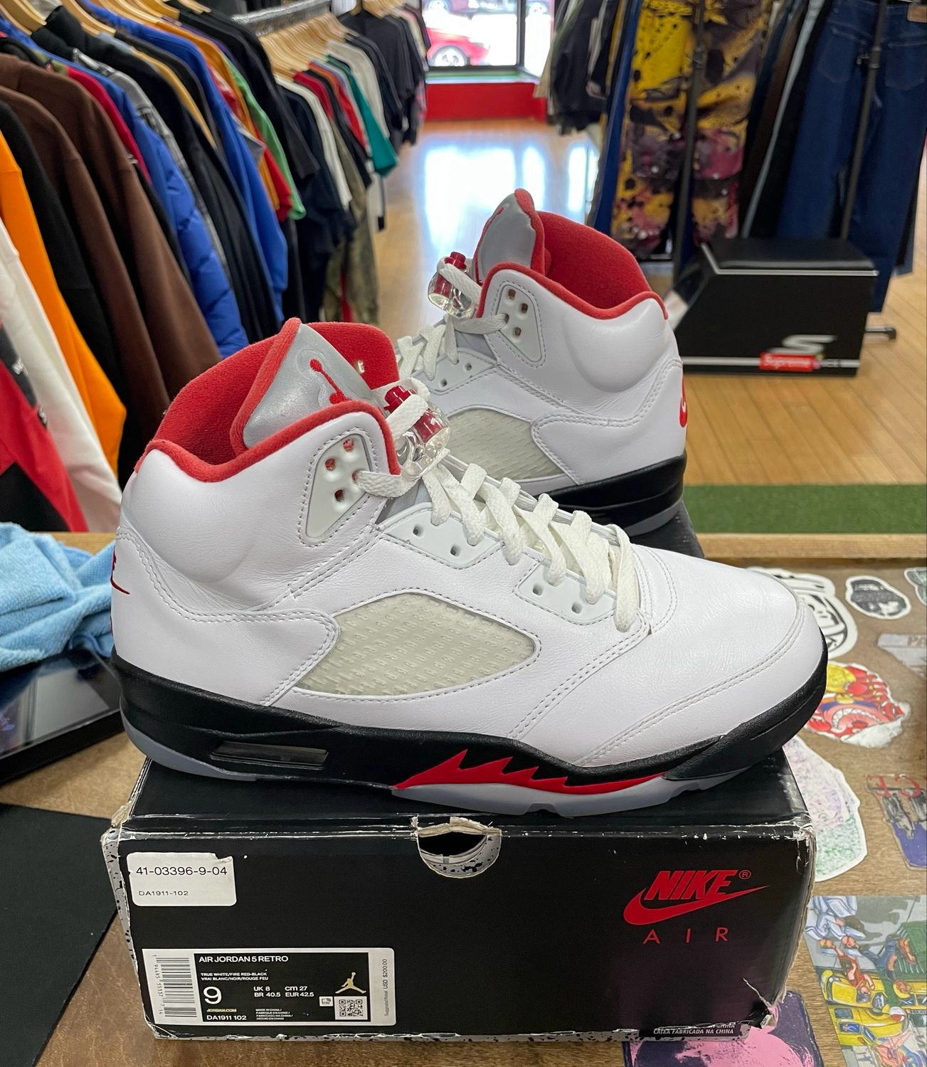 Pre Owned Jordan 5 Retro Fire Red Silver Tongue (2020) Size 9