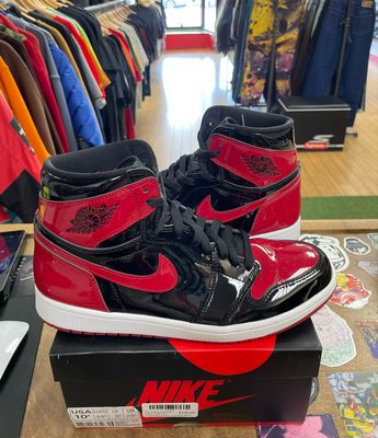 Pre Owned Jordan 1 Retro High OG Patent Bred Size 10.5 REP BOX